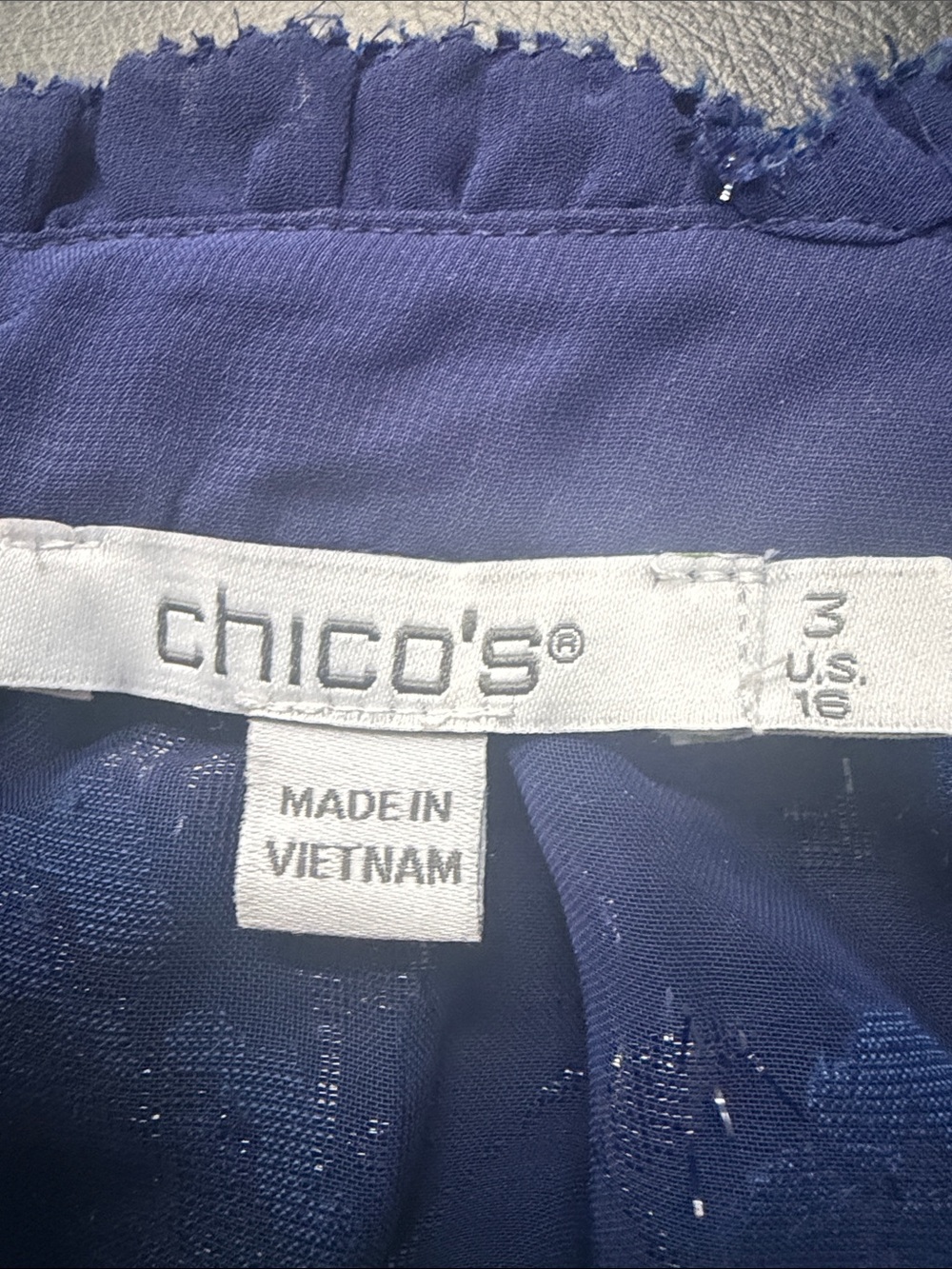 Chico's Royal Blue Velvet Floral Sheer Blouse - Picture 2 of 4